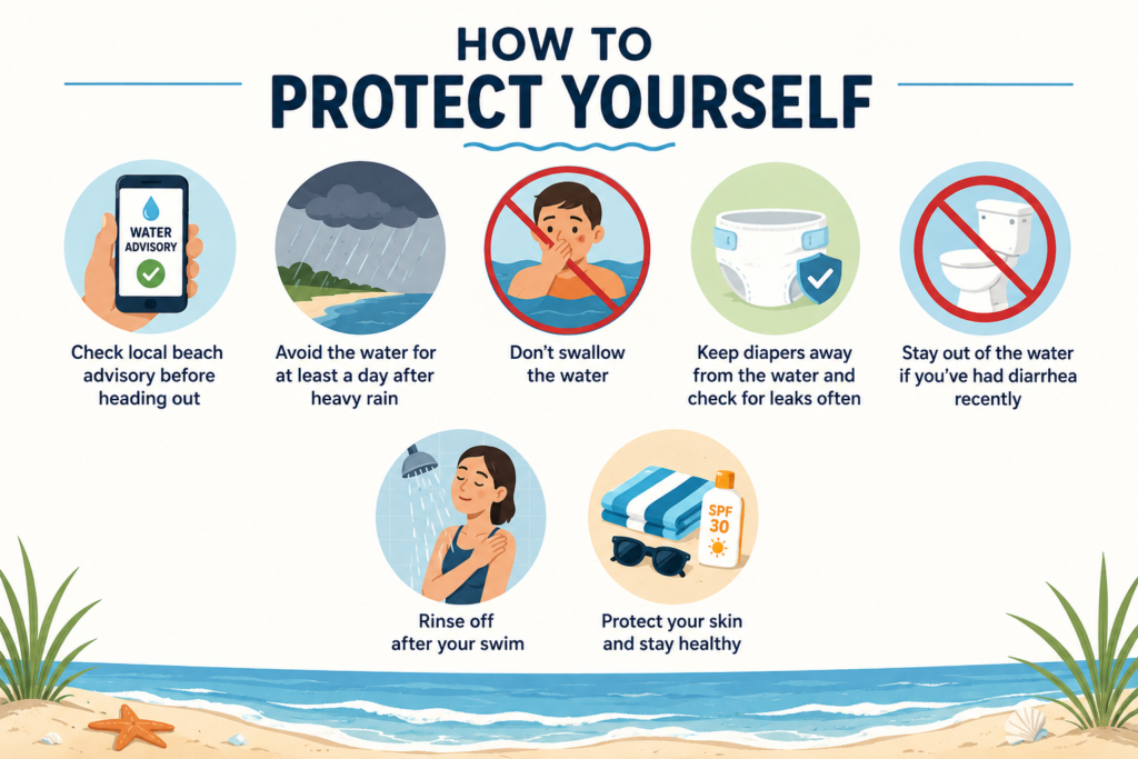 Protect yourself from bacteria while swimming at the beach
